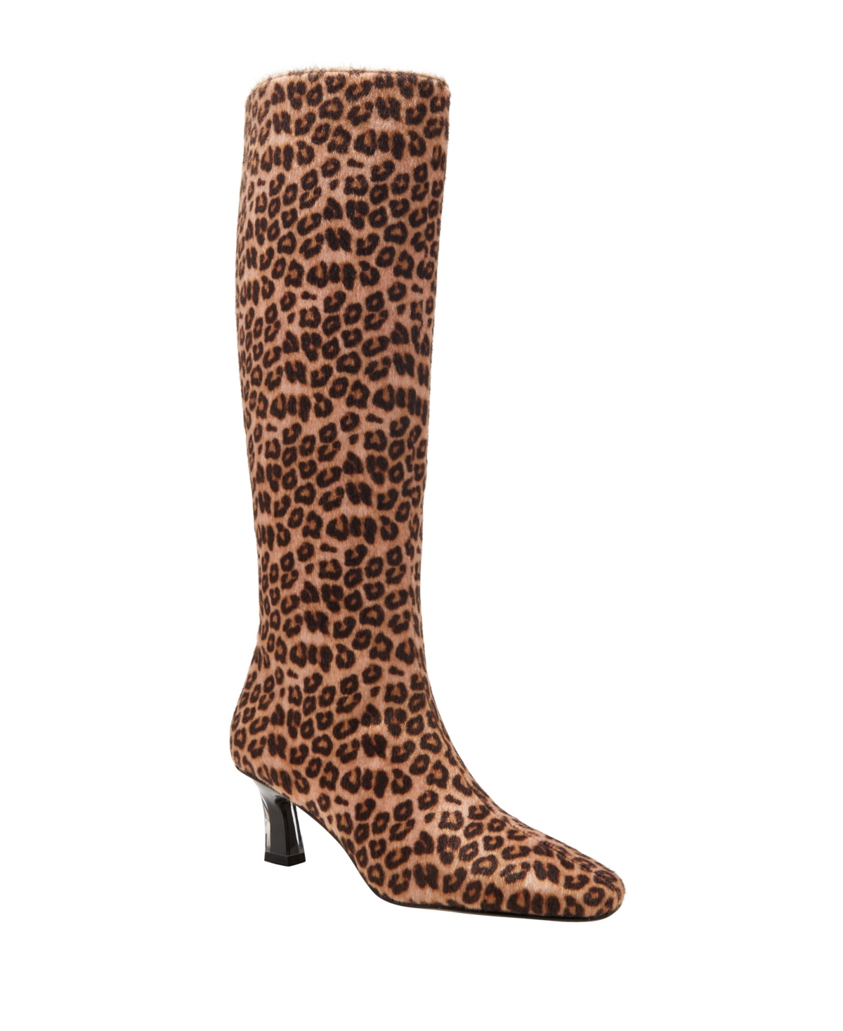 Shop Katy Perry Women's The Zaharrah Square Toe Kitten Heel Regular Calf Boots In Leopard Multi