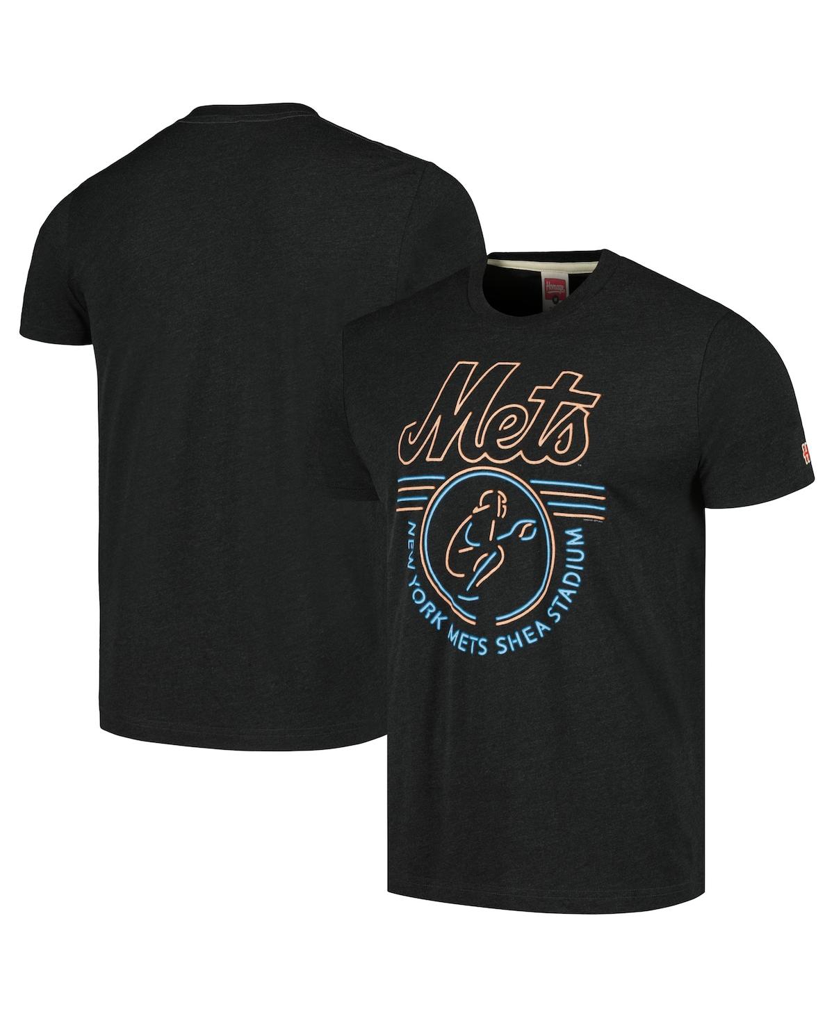 Homage Men's  Charcoal New York Mets Shea Stadium Neon Hyper Local Tri-blend T-shirt
