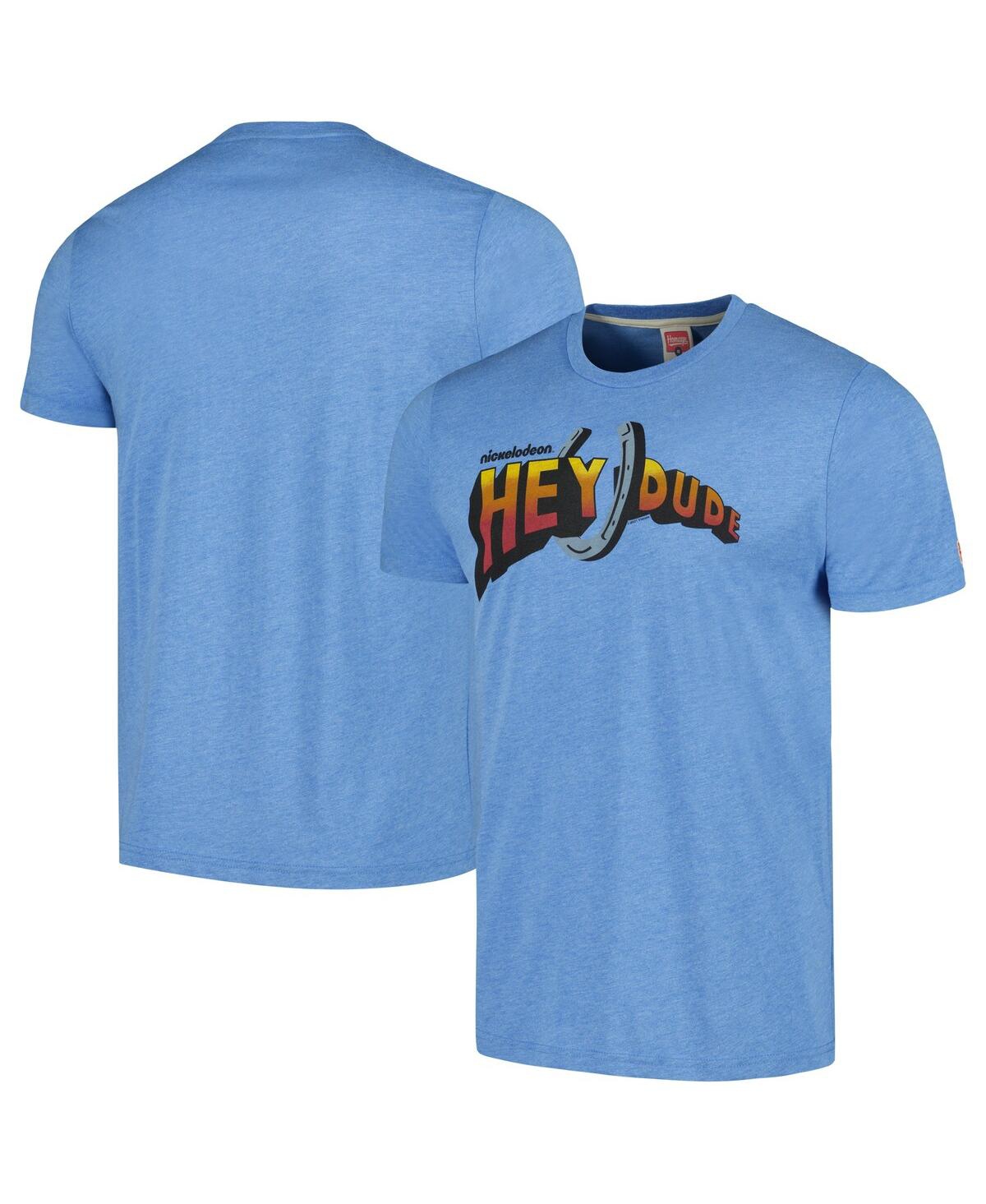 Homage Men's And Women's  Light Blue Hey Dude Graphic Tri-blend T-shirt