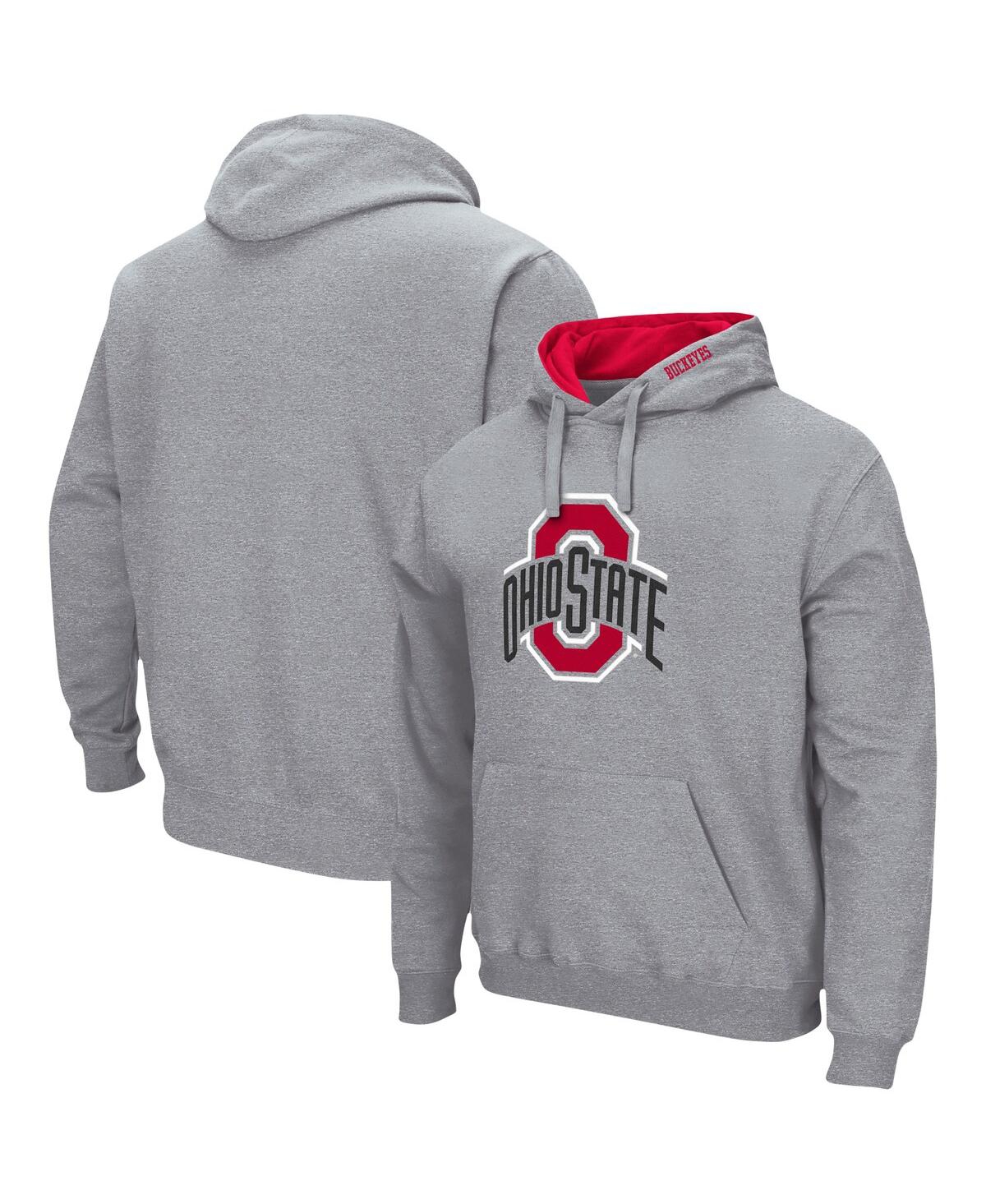 Colosseum Men's Heathered Gray Ohio State Buckeyes Arch Logo 3.0 Pullover Hoodie In Heathered Gray