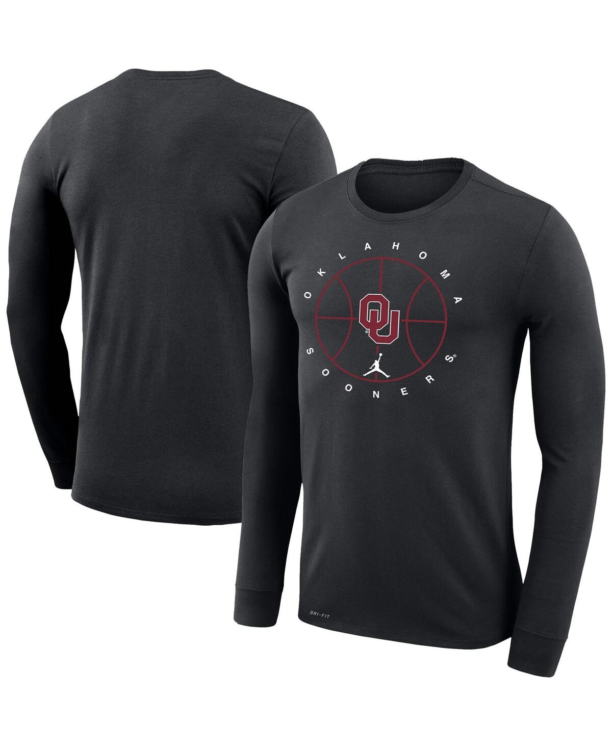 Shop Jordan Men's  Black Oklahoma Sooners Basketball Icon Legend Performance Long Sleeve T-shirt