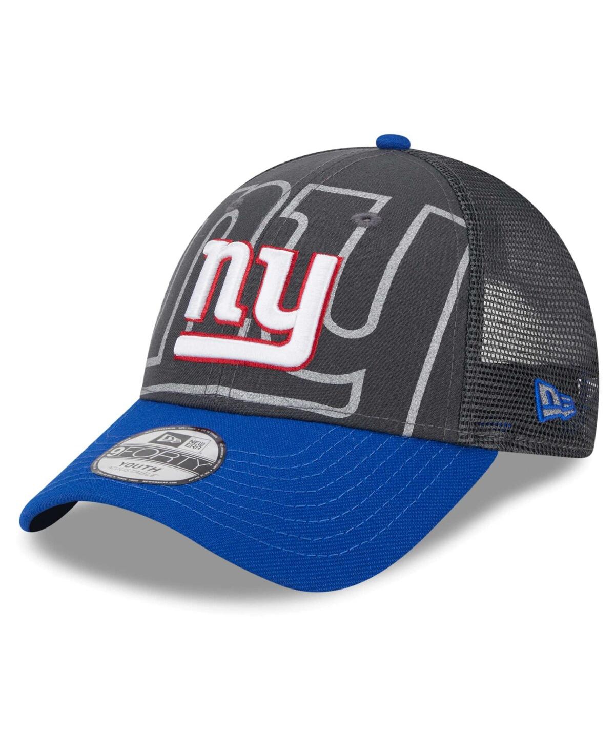 New Era Preschool Boys And Girls  Graphite, Royal New York Giants Reflect 9forty Adjustable Hat In Graphite,royal
