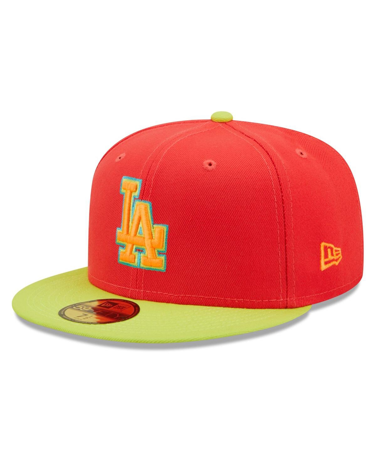 NEW ERA MEN'S NEW ERA RED, NEON GREEN LOS ANGELES DODGERS 1978 WORLD SERIES LAVA HIGHLIGHTER COMBO 59FIFTY F 