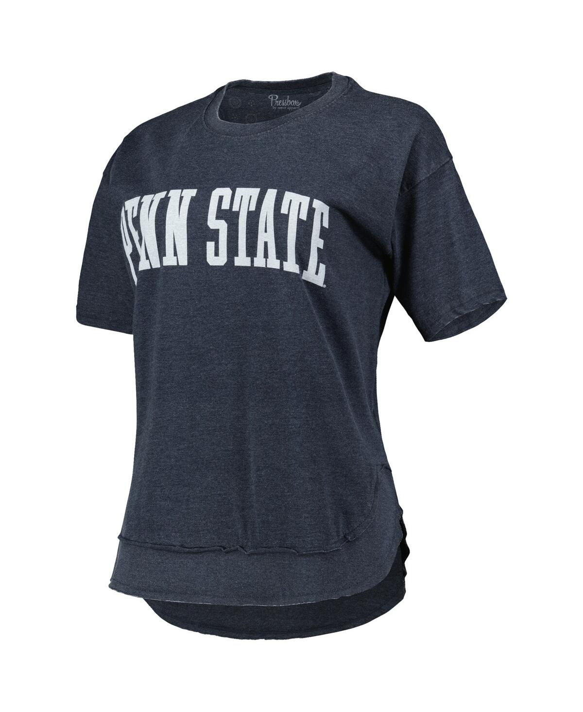PRESSBOX WOMEN'S PRESSBOX HEATHERED NAVY PENN STATE NITTANY LIONS ARCH PONCHO T-SHIRT 