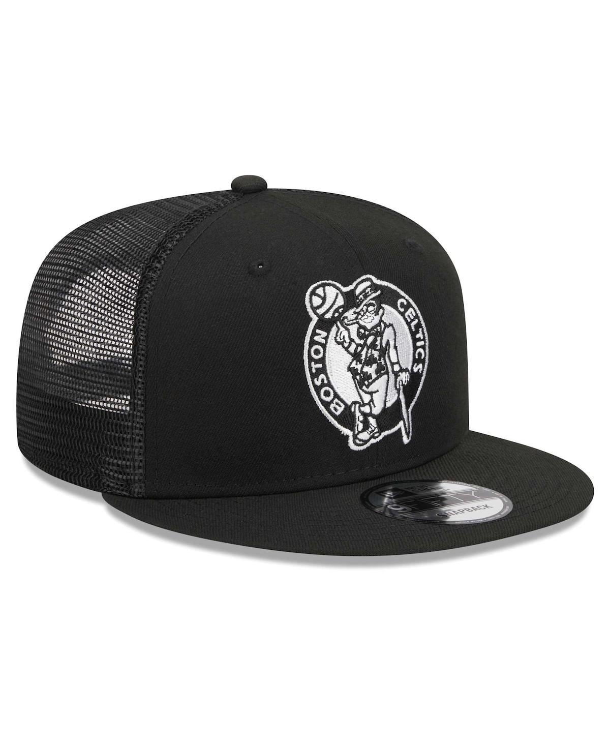 NEW ERA MEN'S NEW ERA BLACK BOSTON CELTICS EVERGREEN 9FIFTY TRUCKER SNAPBACK HAT 