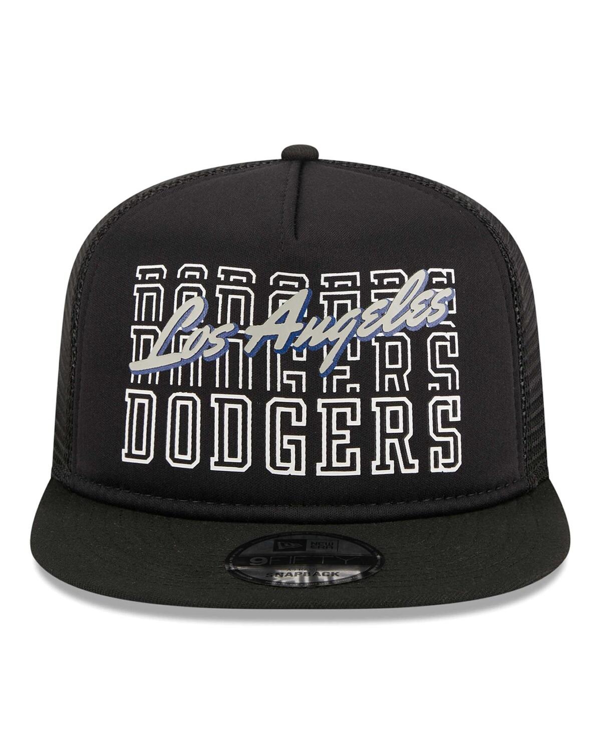 New Era Men's  Black Los Angeles Dodgers Street Team A-frame Trucker 9fifty Snapback Hat In Black