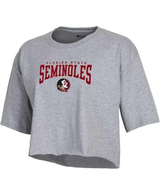 Women's Heather Gray Florida State Seminoles Boyfriend Cropped T-shirt