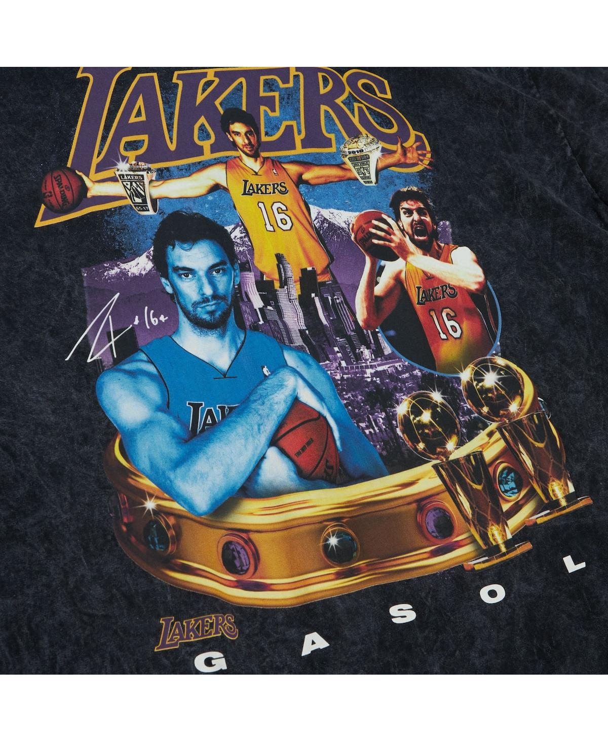 Shop Mitchell & Ness Men's  Pau Gasol Black Los Angeles Lakers Crowned T-shirt