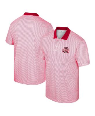 Men's White, Scarlet Ohio State Buckeyes Print Stripe Polo Shirt