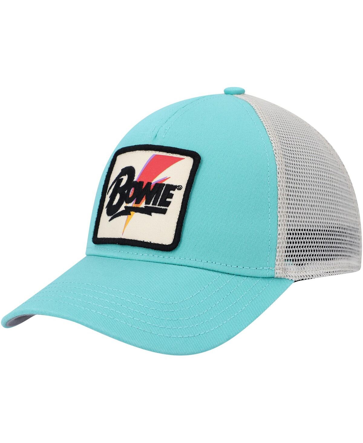 AMERICAN NEEDLE MEN'S AMERICAN NEEDLE TEAL, CREAM DAVID BOWIE VALIN TRUCKER SNAPBACK HAT 