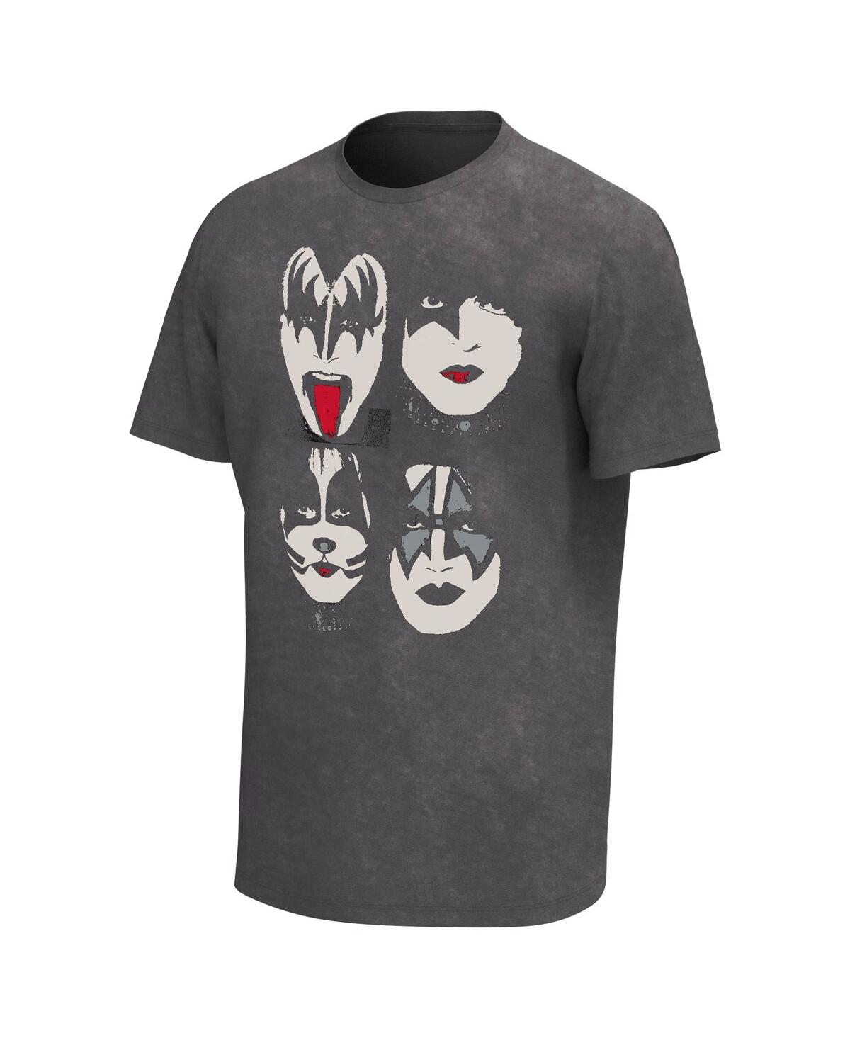 Men'sKiss Faces Washed Graphic T-shirt - Black