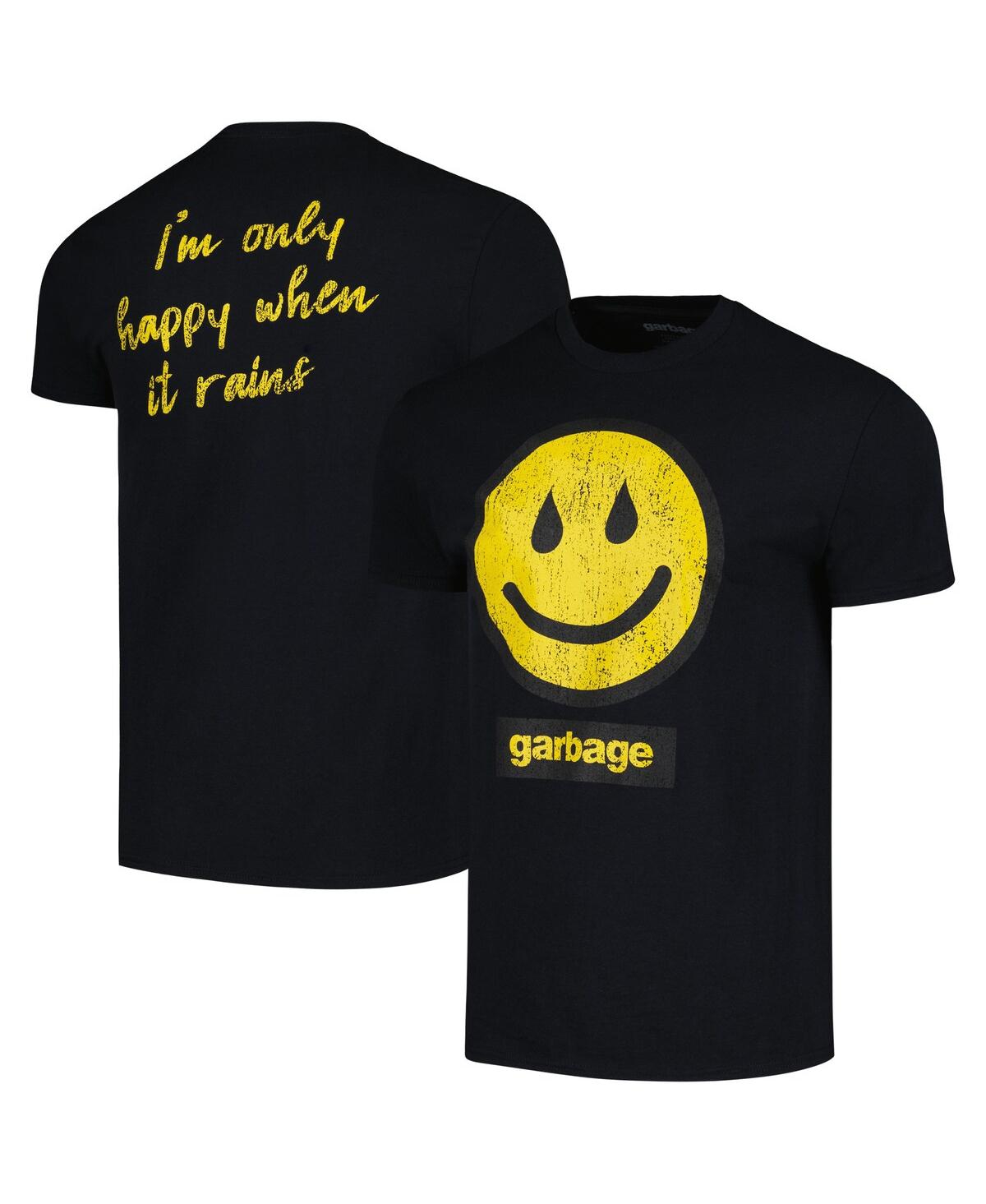 Manhead Merch Men's  Black Garbage I'm Only Happy When It Rains Graphic T-shirt