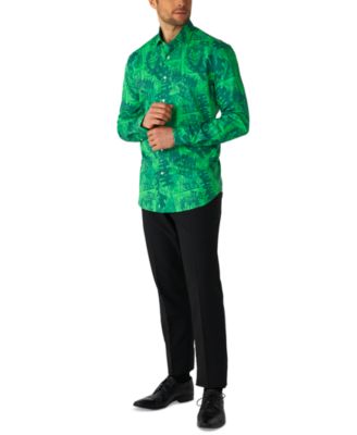 Men's Shirt - Official DC Comics Warner Bros - The Joker a   Button Down Shirt - Slim Fit - Green - Long sleeve