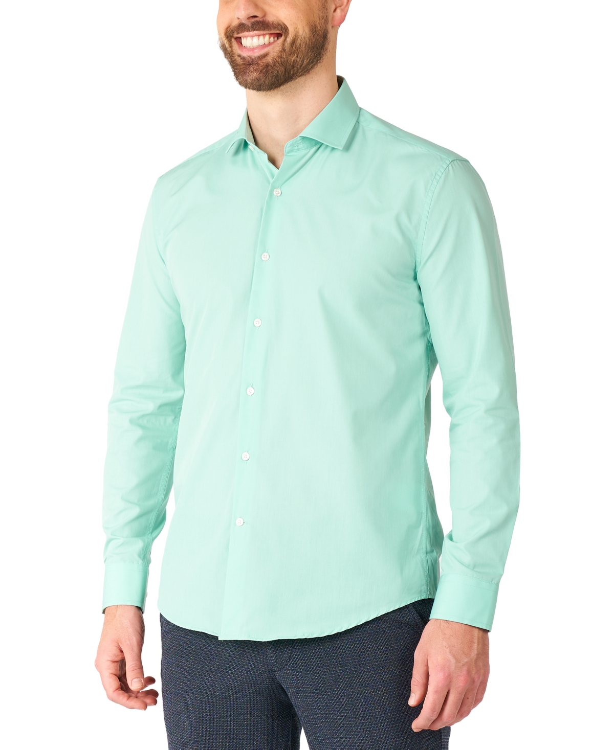 Men's Long-Sleeve Magic Mint Solid Shirt - Teal/mint
