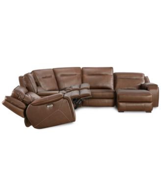 CLOSEOUT! Hansley 6-Pc. Zero Gravity Leather Sectional with 2 Power Recliners and Chaise, Created for Macy's