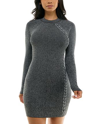 BCX Juniors' Side-Cable Metallic Sweater Dress - Macy's