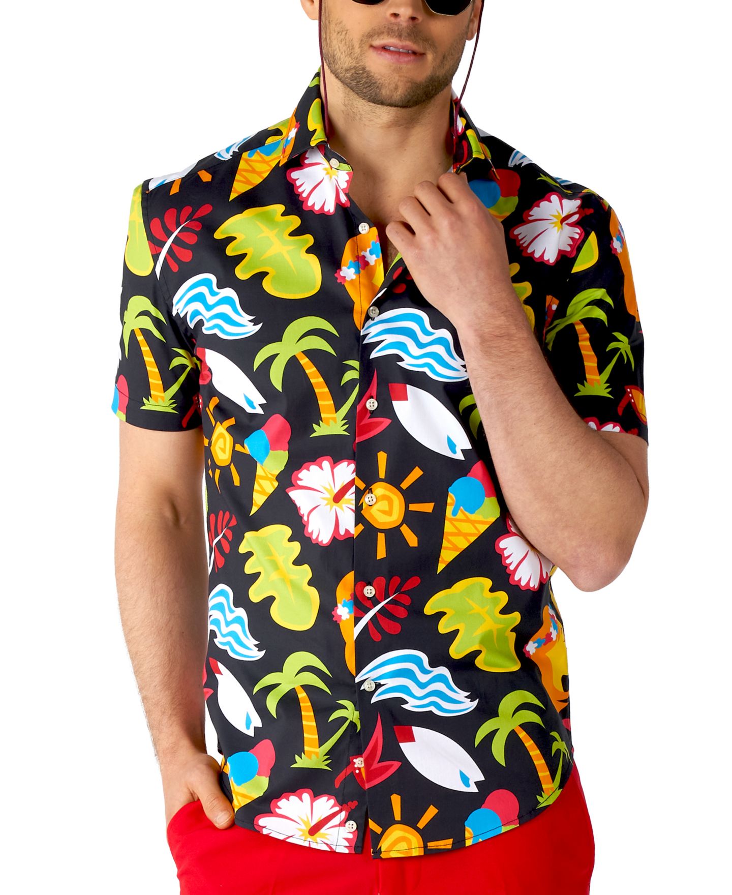 Мужская рубашка OppoSuits Shirt Short Sleeve Tropical Thunder, цвет: Чёрный — фото 1