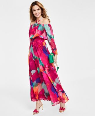 I.N.C. International Concepts Petite Printed Long Sleeve Maxi Dress Created for Macy s Macy s