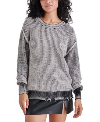 Steve Madden - Women's Nelson Distressed Cotton Two-Tone Sweater