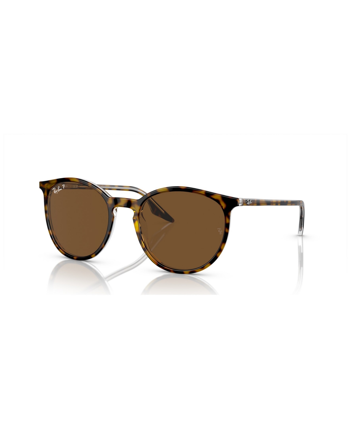 Shop Ray Ban Unisex Polarized Sunglasses, Rb2204 In Havana On Transparent