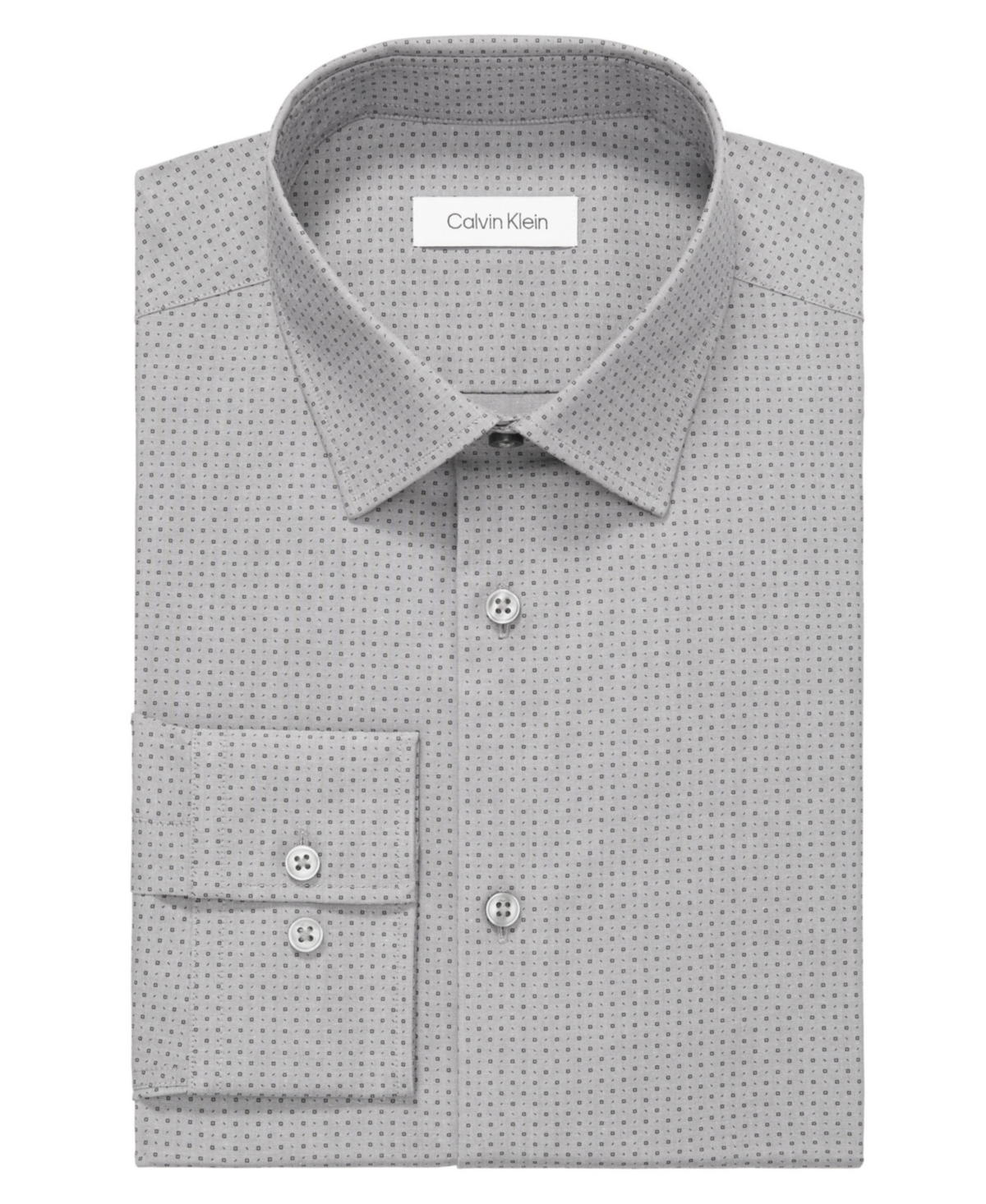 Shop Calvin Klein Men's Refined Cotton Stretch Slim Fit Wrinkle Free Dress Shirt In Gray