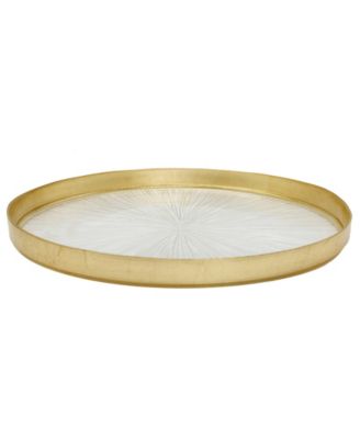 11" Crystal Glass Dinner Plates with Gold Border 4 Piece Set, Service for 4