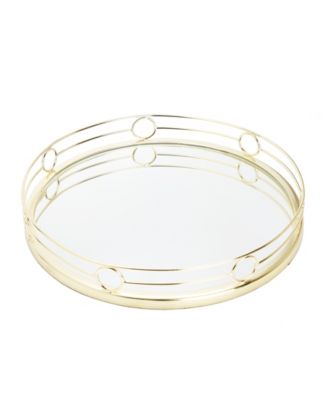 Design Round Mirror Tray, 15.5" D