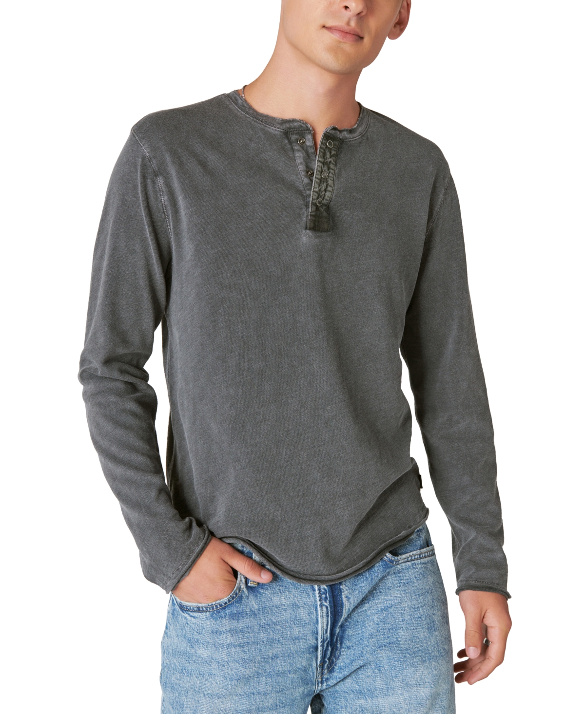 Lucky Brand Men's Weekend Slub Jersey Long Sleeve Henley Shirt