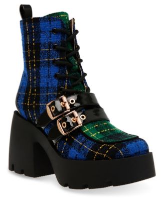 Betsey Johnson Women's Cotton Platform Plaid Booties Macy's