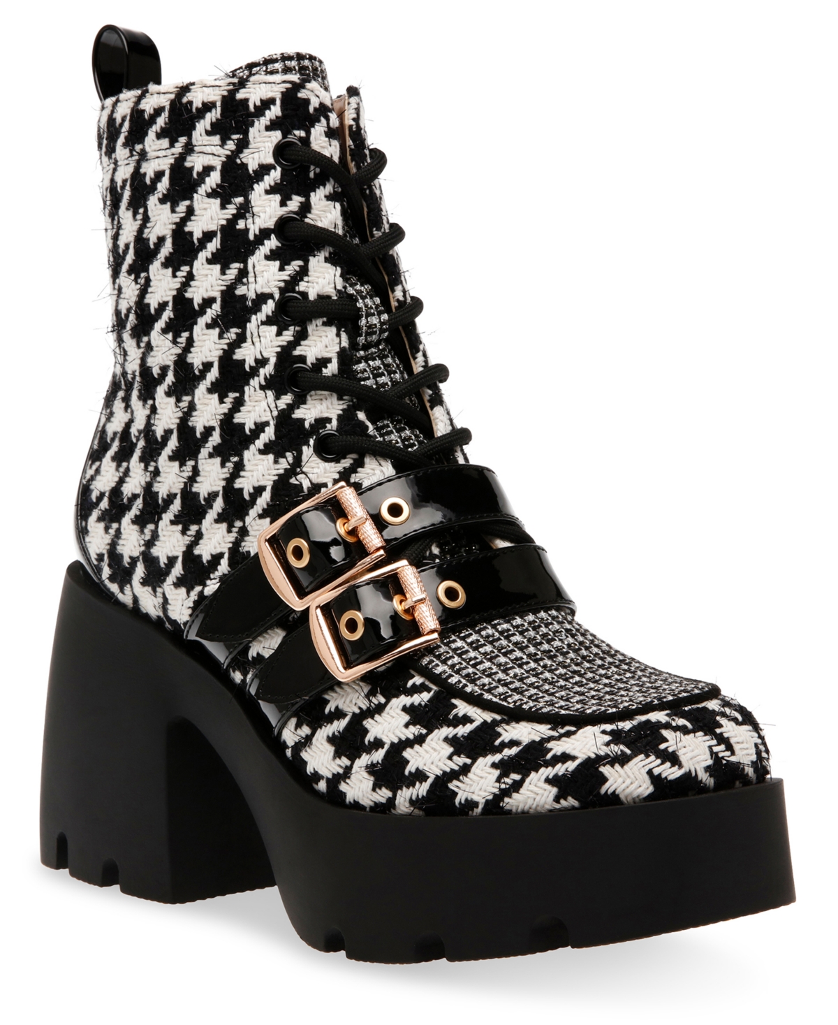 Betsey Johnson Women's Cotton Platform Plaid Booties In Houndstooth