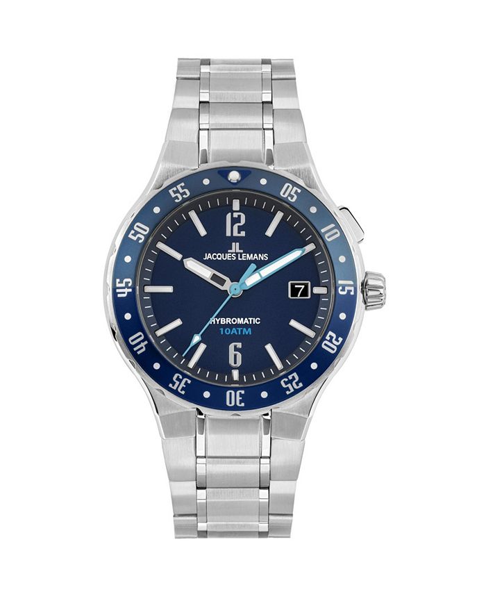 Jacques Lemans Men's Hybromatic Watch with Solid Stainless Steel Strap 1- 2109 - Macy's