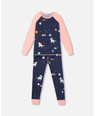Deux Par Deux Organic Cotton Long Sleeve Two Piece Pajama Set - Printed Mechanical Dinosaur Deux Par Deux Organic Cotton Long Sleeve Two Piece Pajama Set - Printed Mechanical Dinosaur