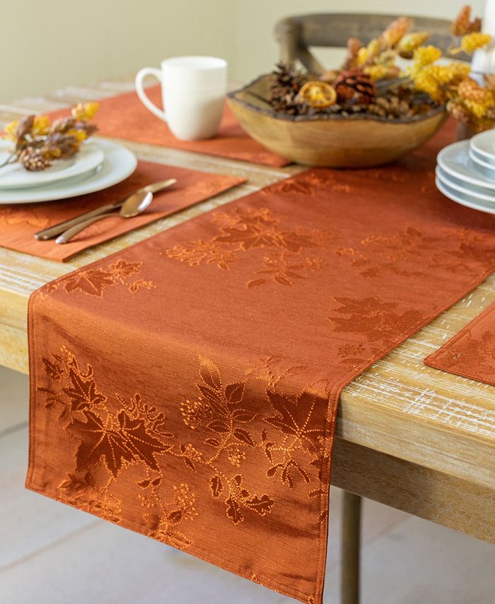 Benson Mills Countryside leaves raised Jacquard Table runner rust 13 X