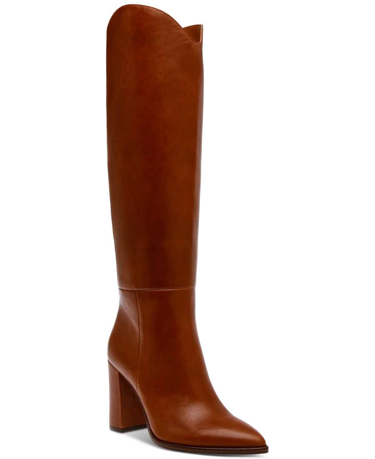Shop Steve Madden Women's Bixby Block-heel Tall Boots In Cognac Leather