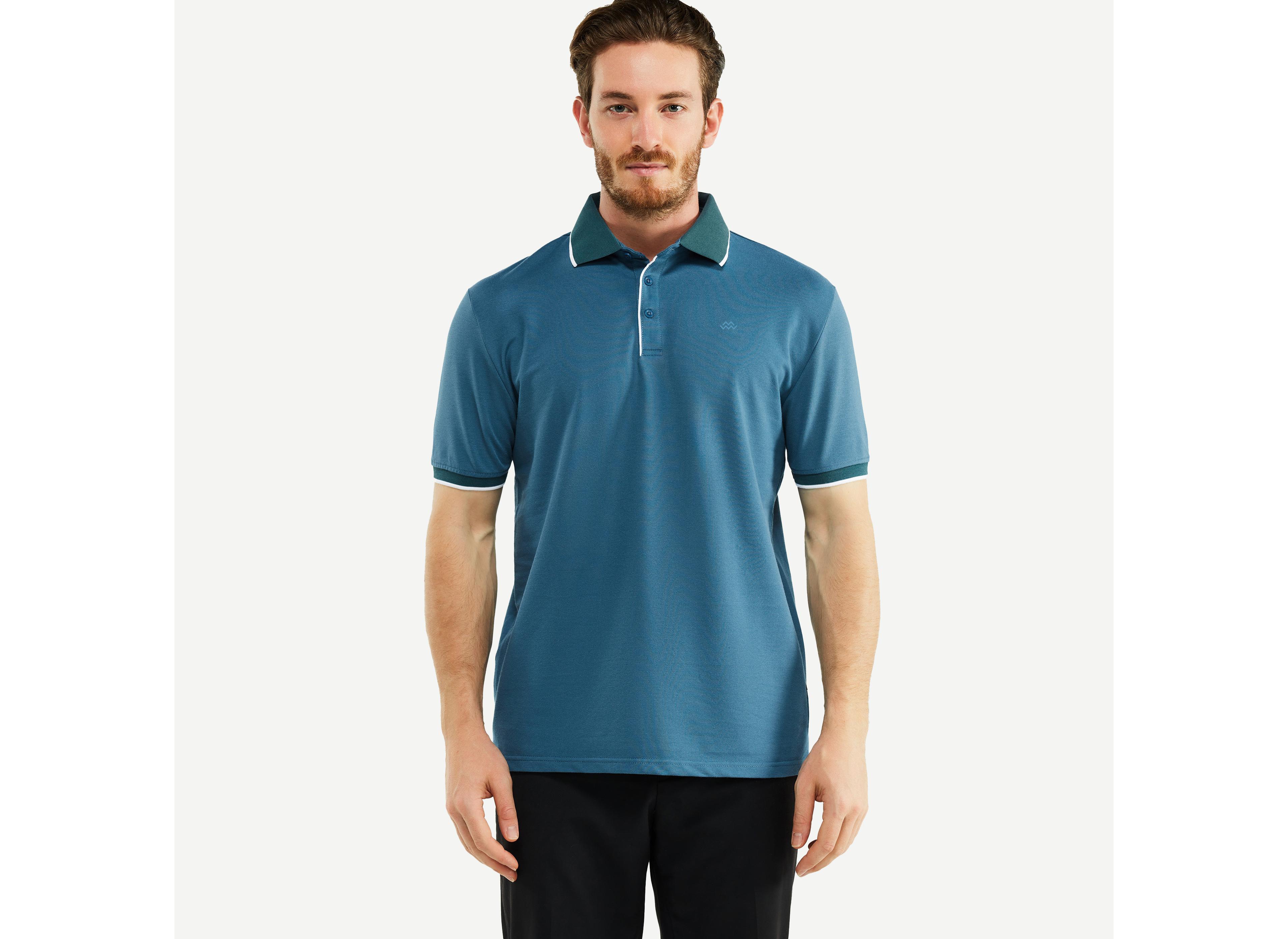 Men's Classic-Fit Cotton-Blend Pique Polo Shirt with Contrast Collar