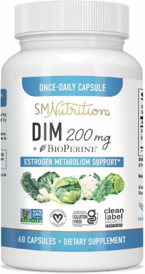 Dim 200mg with BioPerine, Estrogen Supplement for Women, Supports Hormone Balance, SMNutrition, 60 Capsules