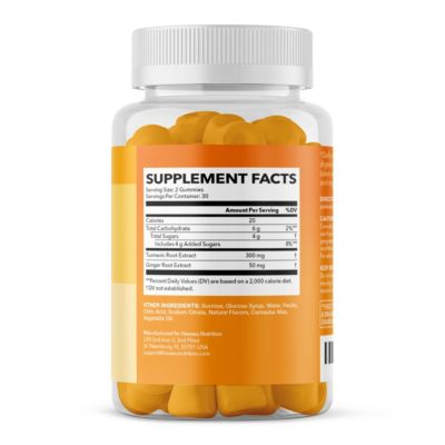 Turmeric & Ginger Gummies, Peach Flavor, 60ct