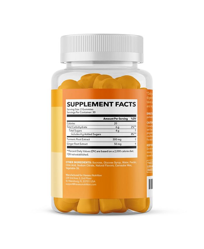 Havasu Nutrition Turmeric and Ginger Gummies for Adults Peach Flavor