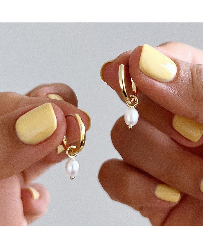 Ana Luisa Orecchini A Cerchio Frida Pearl Huggie | Placcati Oro 14K E Rodio | Con Perle D'Acqua Dolce | Design 2 In 1