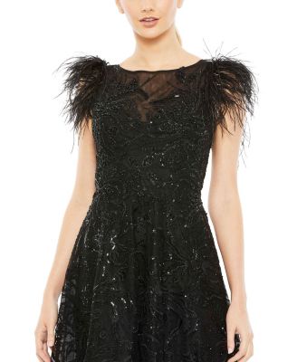 Women's Feather Shoulder Embellished Dress