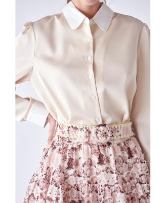 Women's Silky Shirt with Poplin Combo Collar