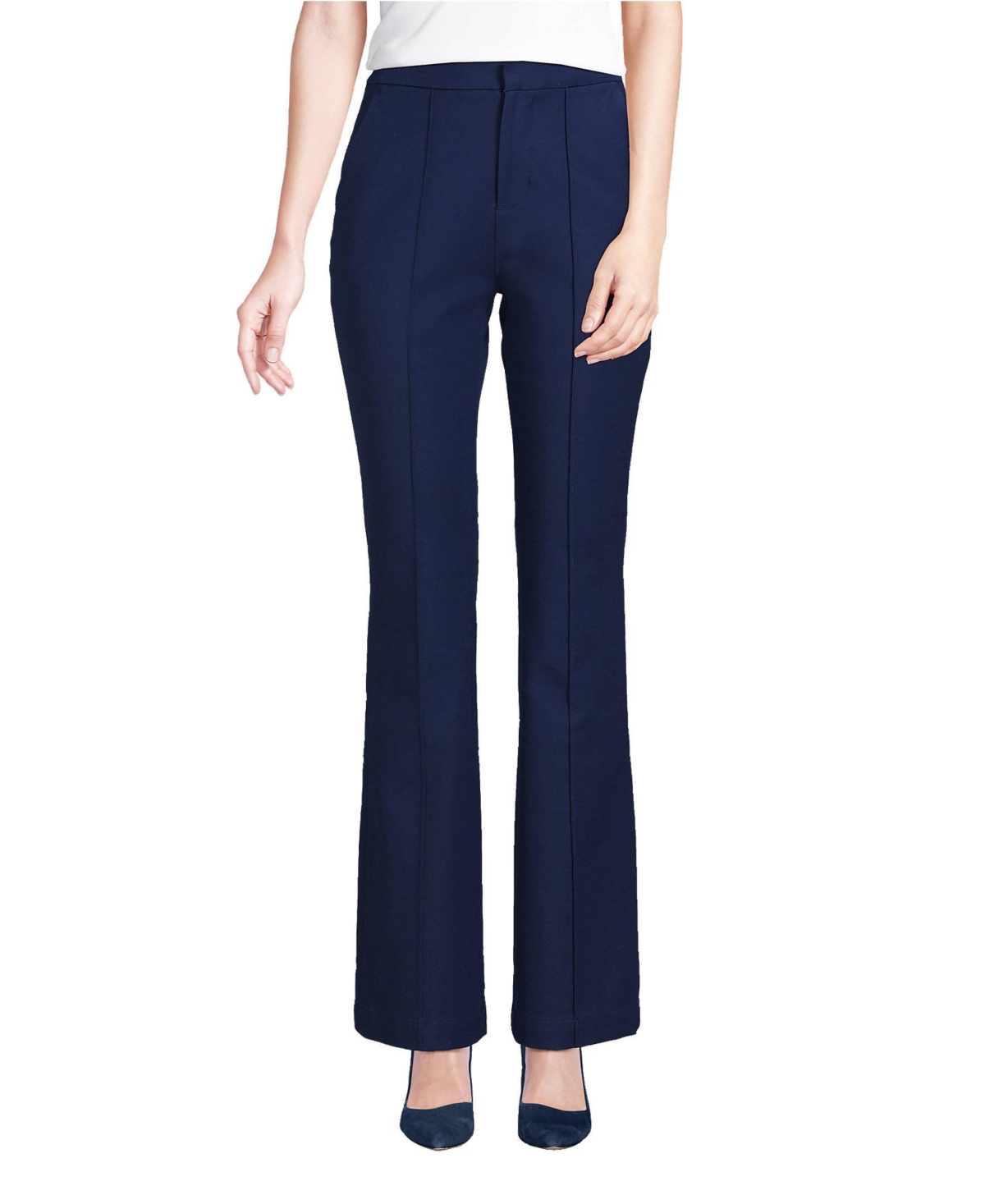 Women's High Rise Bi Stretch Pintuck Boot Cut Pants - Black