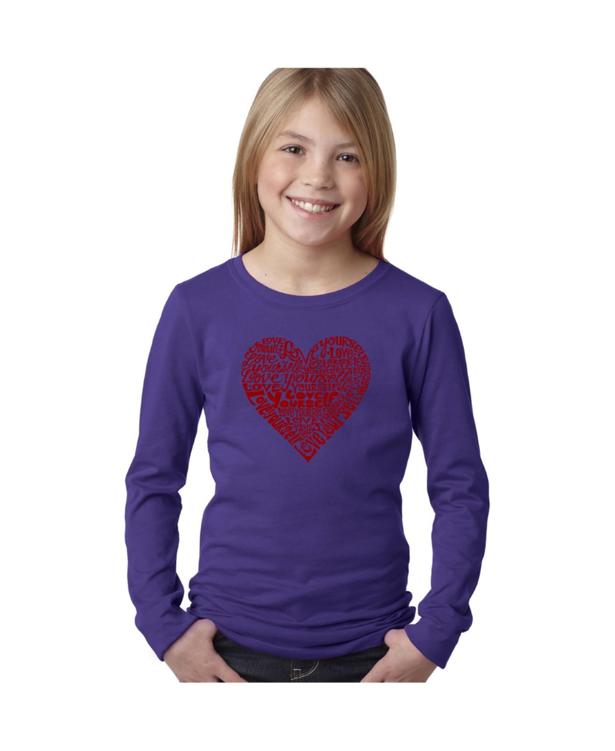 Child Love Yourself - Girl's Word Art Long Sleeve T-Shirt