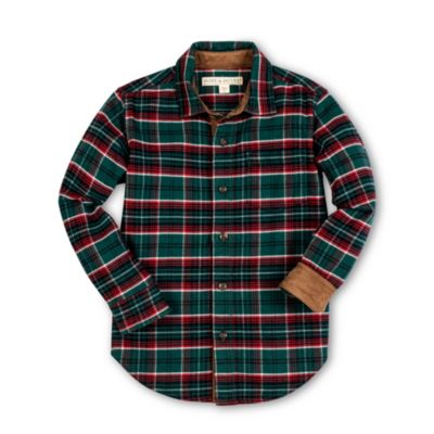 Hope and Henry Boys' Long Sleeve Flannel Shirt with Suede Detail - Kids
