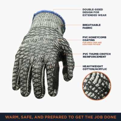 Men's Glacier Grip Gloves with Double Sided PVC Honeycomb Grip (Pack of 12 Pairs)