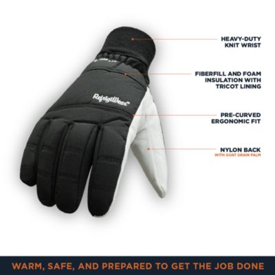 Men's Nylon & Leather Glove - Insulated Work Gloves for Sub-Freezing Temperatures