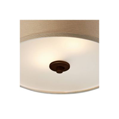 Halsted Modern Ceiling Light Semi Flush Mount Fixture 15" Wide Brushed Bronze 2-Light Oatmeal Linen Drum for Bedroom Living Room