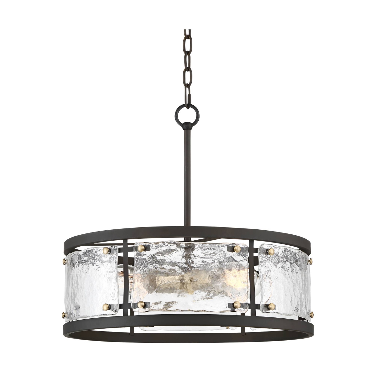 Possini Euro Design Campanelli Bronze Brass Pendant Chandelier Lighting Wide Farmhouse Rustic Drum Waterglass Shade 4-Light Fixture for Dining Roo