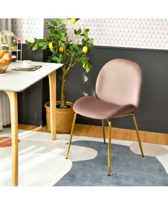 Set of 2 Velvet Accent Chairs with Gold Metal Legs