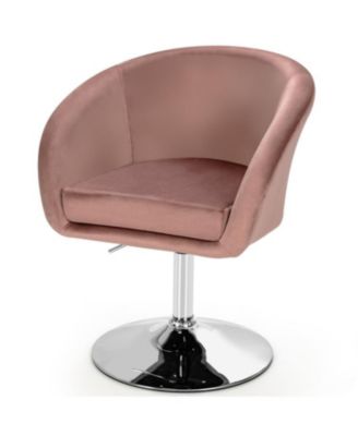 360-Degree Swivel Accent Chair with Round-Back and Chrome Frame for Makeup